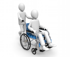 車椅子を押す介護士